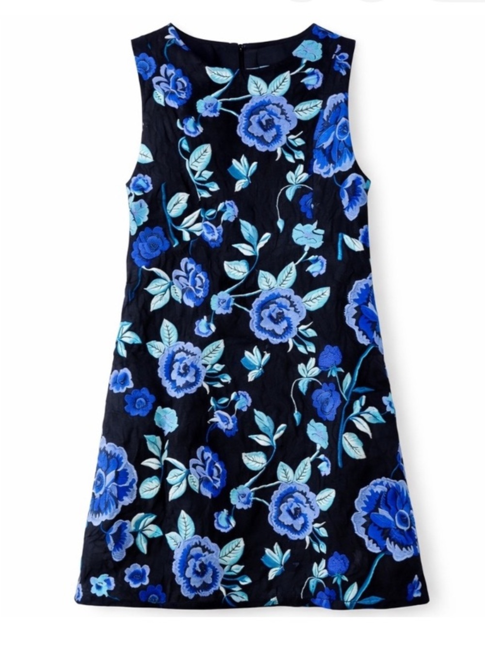 Eliza J Black Dress with Blue Floral Embroidery sleevless dress